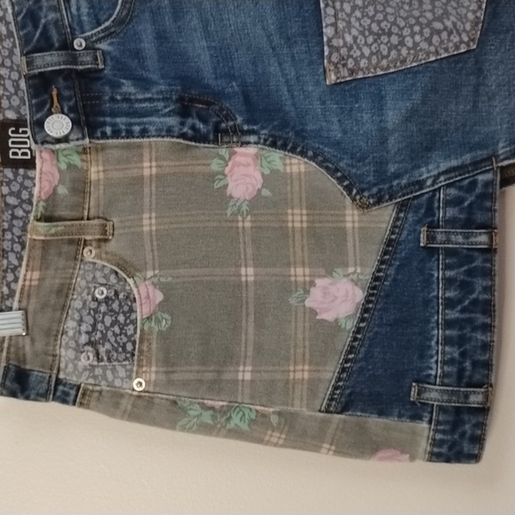 BDG Urban Outfitters Patchwork Mini Denim Skirt with Floral and Plaid Details XS - Picture 6 of 15